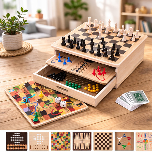 Holz spielesammlung - 10-in-1,
