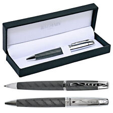 Balmain Kugelschreiber Grau Drehkugelschreiber Schreibgerät edel Metall Etui