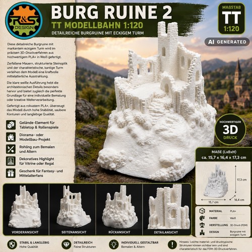 Burg ruine modellbahn - ruine, tt