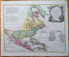 Lotter Original Kupferstich Karte Amerika America Septentrionalis - 1760