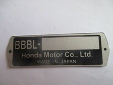 Typenschild Honda BBBL  ID-plate Schild Aussenbordmotor Boot s92