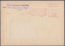 Karte DDR Freistempel Halbmond-Teppiche OELSNITZ 1988