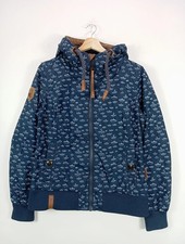 Naketano Steppjacke Damen Gr M 38 Blau Grafisch Vintage Freizeit Logo