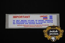 Aufkleber "Important Unipart"