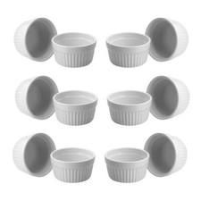 Creme Brulee Förmchen 12er-Set Ø 9x5 cm Auflaufformen Keramik Weiß 185 ml