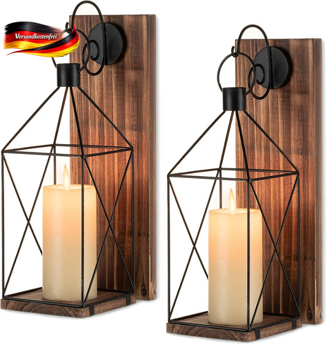 Holz wandkerzenhalter set - holz,