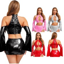 Damen Kostüm Bluse Top Korsett Tank Bauchfrei Cami Steampunk T-Shirt Party Club