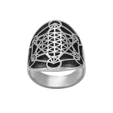 81stgeneration .925 Sterlingsilber Metatron Würfel Geometrie Ring