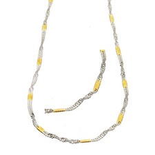 Damen Kette Singapur echt Silber 925 in bicolor in 50 cm