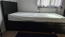 Ikea Bett Malm 90x200 schwarz mit Lattenrost, Schubladen und Matratze