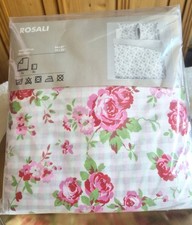 Ikea Bettwäsche Set ROSALI N  3-tlg.  Rosen Blumen Karos Landhaus 240x220 80x80