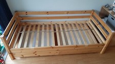 Flexa Bett mit Schuladen und Rausfallschutz, Kiefer natur, 200x100 cm, gebraucht