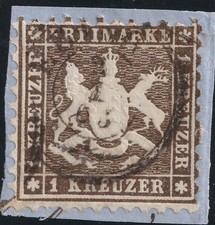 Württemberg 21, gestempelt Dkr EBINGEN, geprüft Thoma BPP