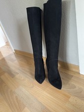 High Heel Stiefel Gr. 39 - PURA LOPEZ- Nubuk Leder schwarz - 1x getragen