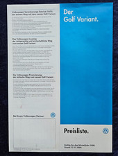 VW Golf 3 Variant Preisliste