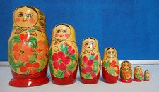 Schöne 7-teilige Matroschka Matrjoschka Babuschka Holzpuppe - verm. Rußland