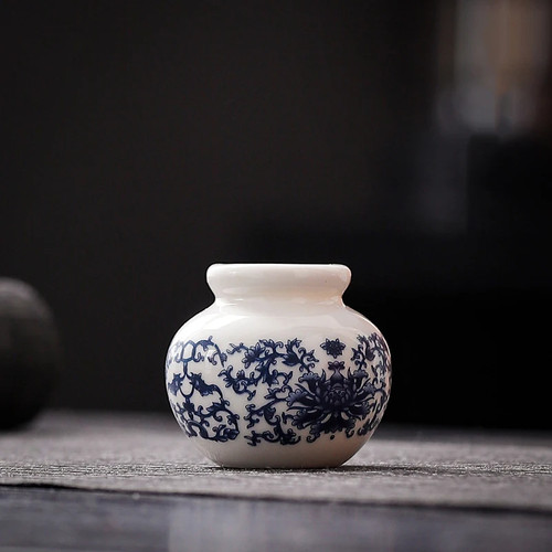 Keramik mini vase antik - vase, blau