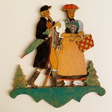 1940er Vierlanden-Tracht Bollenhut-Frau 15cm Laubsägearbeit Graupner Deko Figur