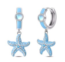 Luxus Kinder Ohrringe Creolen echt 925 Silber Mädchen Ohrhänger Seestern 