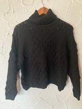 Gianni Versace Vintage Rollkragenpullover mit schwarzem Punkteffekt - Gr. M