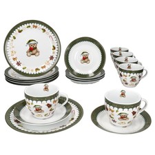 Friend 18-tlg. Kaffeeservice Weihnachten Porzellan Geschirr mit Teddybär-Dekor