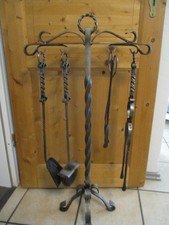 5 teiliges Kaminbesteck aus Stahl Handgefertigt