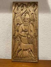 Altes Relief Bild Der alte Jäger Wandrelief Holz geschnitzt Wandbild
