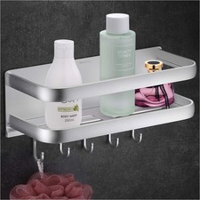 Wangel Duschablage ohne Bohren, Duschregal mit 5 Haken