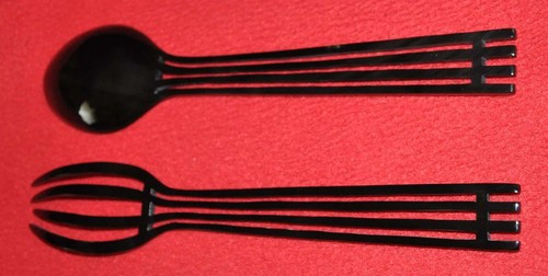Elegantes salatbesteck horn - salatbesteck,