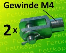 2 x Gabelkopf 4x8 M4 mit Splintbolzen DIN71751 verzinkt - Gabelgelenk