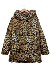 ZARA Damen Steppjacke Gr. 36/S Braun Tiermuster Leopard Modisch Kapuze