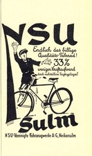 NSU Fahrrad Sulm Reklame von