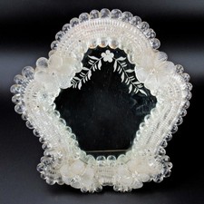 Schöner Murano Glas Spiegel / Tischspiegel / Schminkspiegel Handarbeit Italy