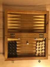 Backgammon Schach klappbar Holz lackiert