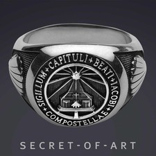 Jakobsweg Ring 925 Silber Jakobsweg Pilger Compostela Religiös