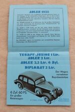 32B 687 1938 Adler Trumpf Limousine Cabrio Diplomat 3 Liter Prospekt Brochure