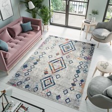 Teppich Kurzflor Grau Bunt