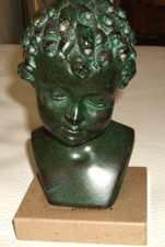 Antiker signierter Kinderkopf / Büste sign. Balestra - 17 x 10 x 8,5 cm