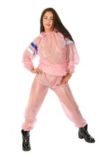 PVC Schwitz Sauna Anzug 2-teilig mit Kapuze rosa transparent