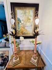 2 Vintage Tole Palm Tree Table
