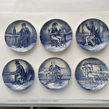 Komplette Serie 6 Boch Delfts Teller - Boissons alcooloiques - Fayence blau weiß