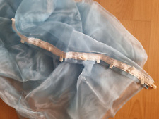 Vorhangschal mit Band und Röllchen transparent blau Glanz
