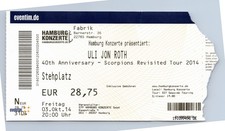 Uli Jon Roth Ticket 2014 - Scorpions Rev. Tour - Hamburg Fabrik - Konzert Karte