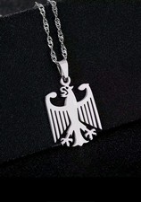 Unisex Halskette Edelstahl mit Deutscher Adler Anhänger –  Singapur Kette 60 cm 