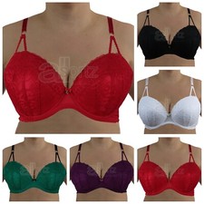 Damen BH Plunge Push Up Gepolstert Spitze Top UK Dessous Designer Sexy Übergröße
