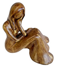 Figur "Die Denkende" - sitzendes Mädchen - Kunststein ca. 18 x 12 x 17 cm