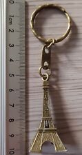 Schlüsselanhänger Keyring Schlüsselbund Paris Eiffelturm Metall Alt Gold Messing