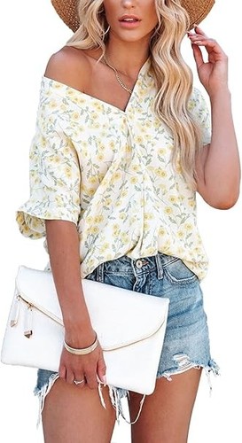 Chiffon bluse v ausschnitt - chiffon,