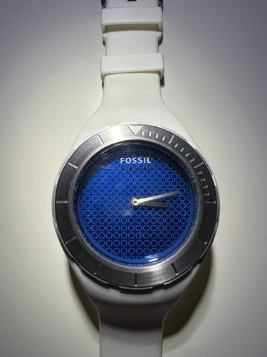 Fossil armbanduhr weiß blau - armbanduhr, weiß/blau