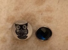 2x Chunk Click Button Druckknopf für Armband Ring Kette Gürtel Eule Blau 